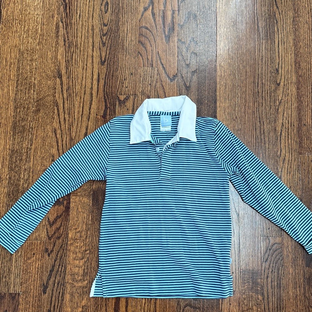 Bella Bliss Navy and Light Blue Striped Polo